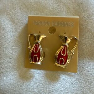 Elegant Gold and Red Fashion Earrings
